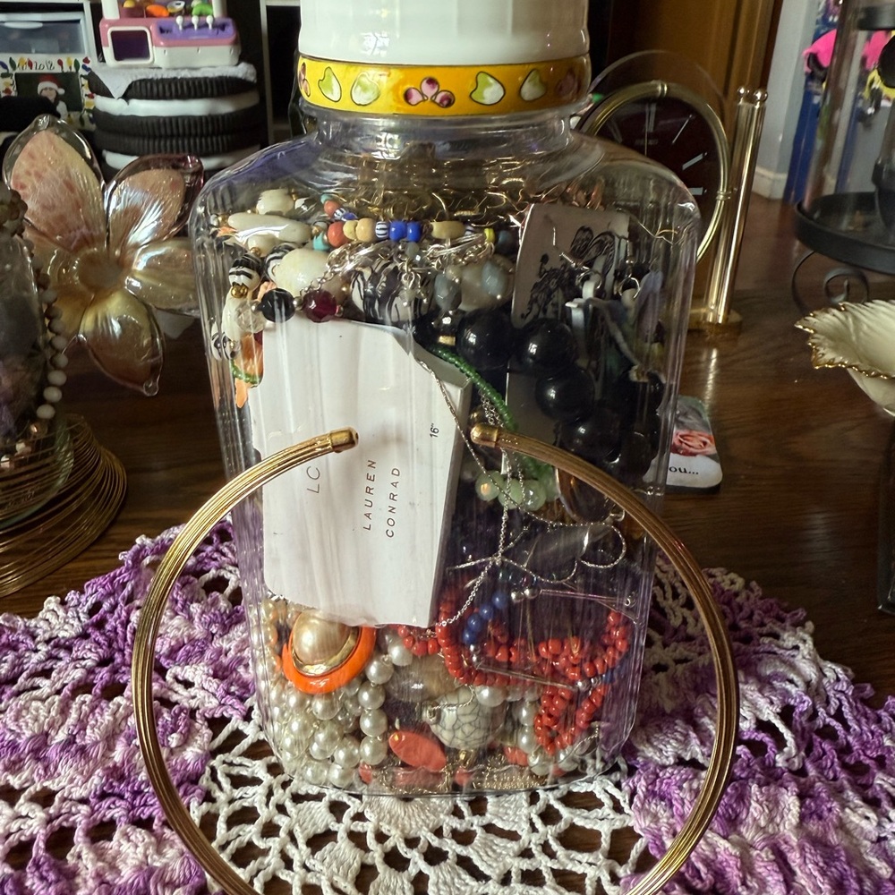 Lauren Conrad Jewelry Jar with Gold Hoops